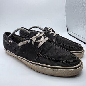 Vans Hull Mens Size 13 Black Canvas Boat Skate Shoes Casual Walking Outdoors